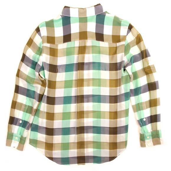 *BUNDLE OF 2* Madewell Plaid Silk Button Up Shirts - Picture 3 of 7